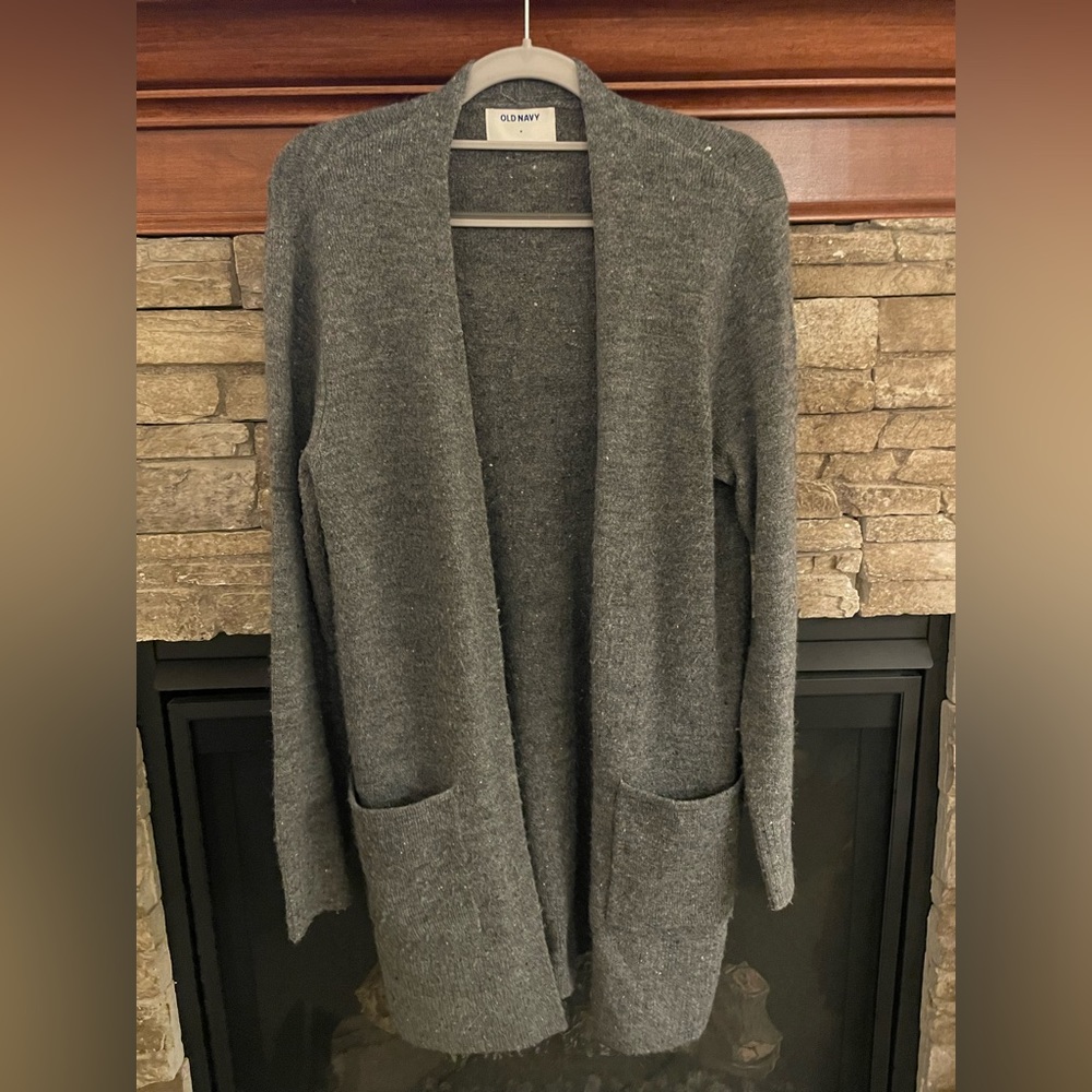 OLD NAVY HEATHER GREY LONG CARDIGAN